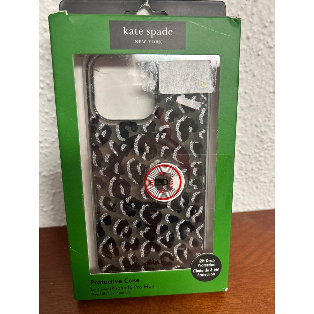 Kate Spade iPhone 16 Pro Max Case Glitter Leopard Print MagSafe Protective Case